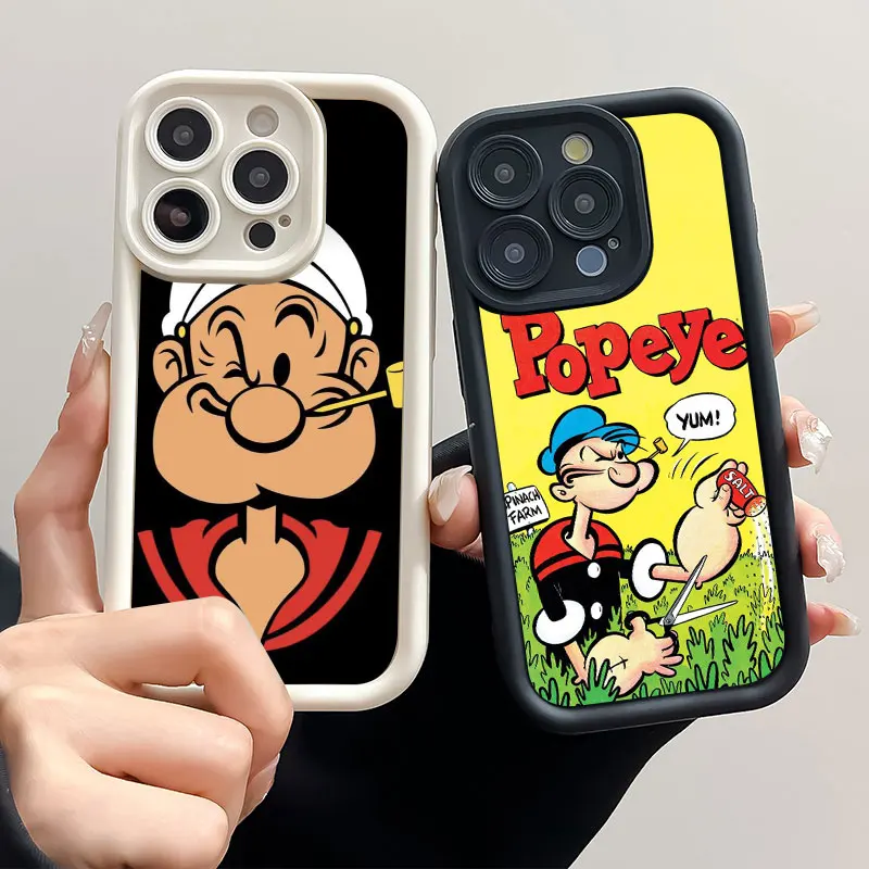 Cute Cartoon P-Popeyes Sky Eye Stairs Soft Silicone Phone Case For Apple iPhone 12 13 Mini 11 14 15 16 Pro Max 7 8 Plus