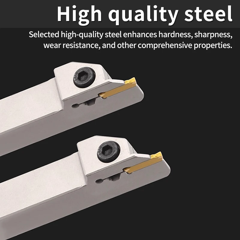 Pemegang alat bubut CNC untuk pembuatan alur lingkaran luar dan pemotongan MGEHL2525 pisau terbalik bubut presisi tahan getaran diameter luar.