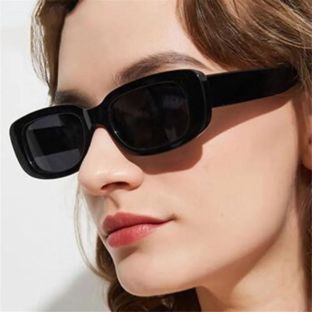 Fashion Narrow Square Frame Y2K Sun Glasses Candy Color UV400 Protection Black Shades Rectangle Sunglasses for Women Men