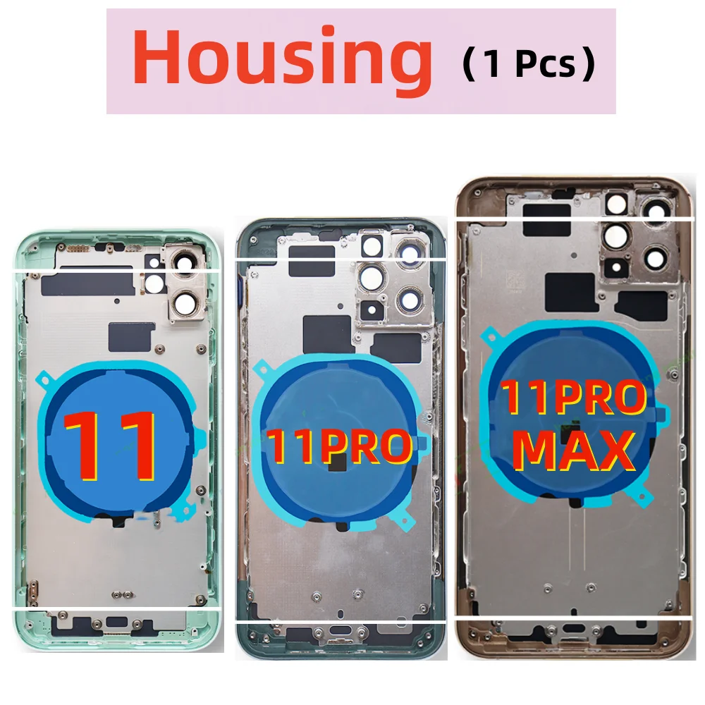 Battery Back Housing For iPhone 11 11PRO 11PROMAX Back Cover + Mid Chassis Frame + SIM Tray+Side Key 11 Pro Max Middle Frame