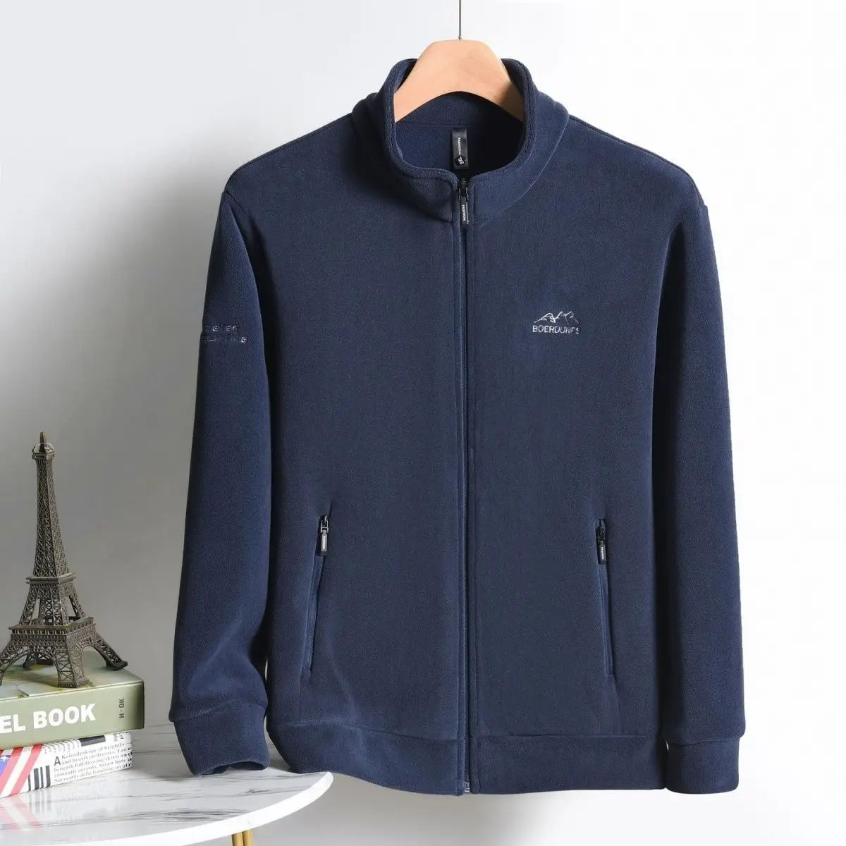 

Thiened Double-sided Fce Zipper Cardigan Men's Casual Jaet Warm Orlon Spring Autumn New Sle Loose Fit Long Sve