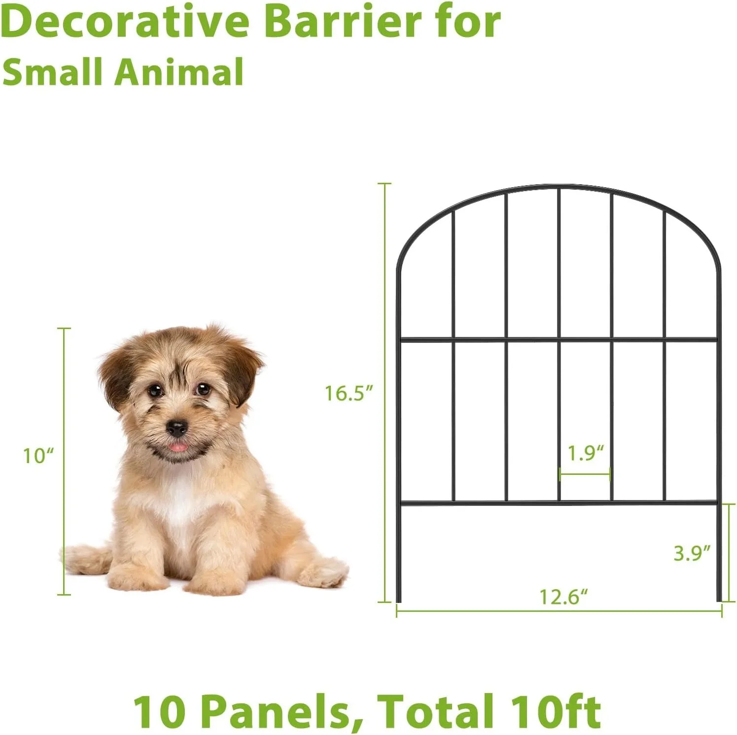 

Decorative Garden Fence 10 Panels 16.5in (H) x 10.5ft (L) Border Animal Barrier, Rustproof Metal Wire Yard Outdoor Decor, Arch