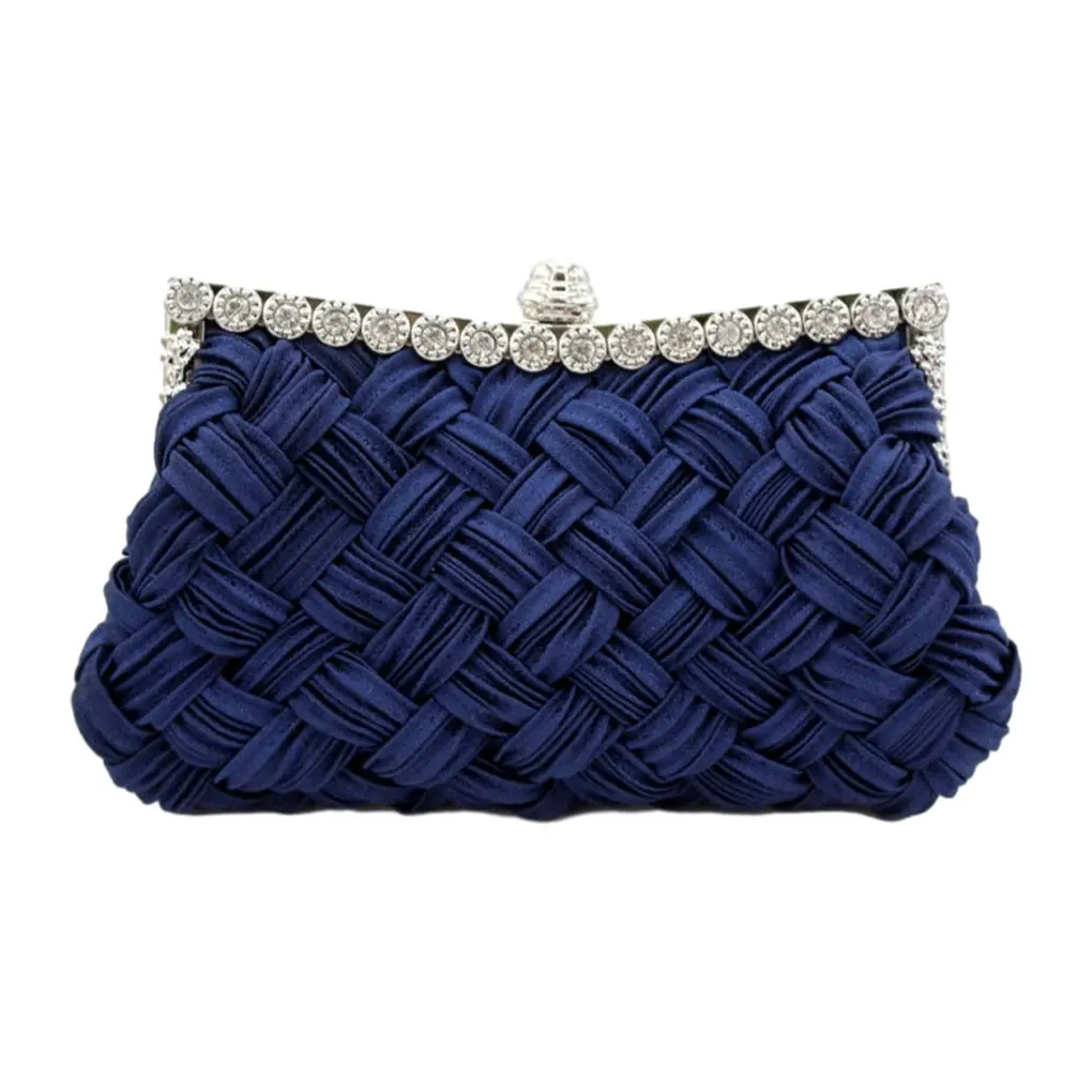 Lightweight And Spacious Woven Bag For Fashionable Women Comfortable Silk Shoulder Bag Evening Bags Handbags Clutches Dark blue