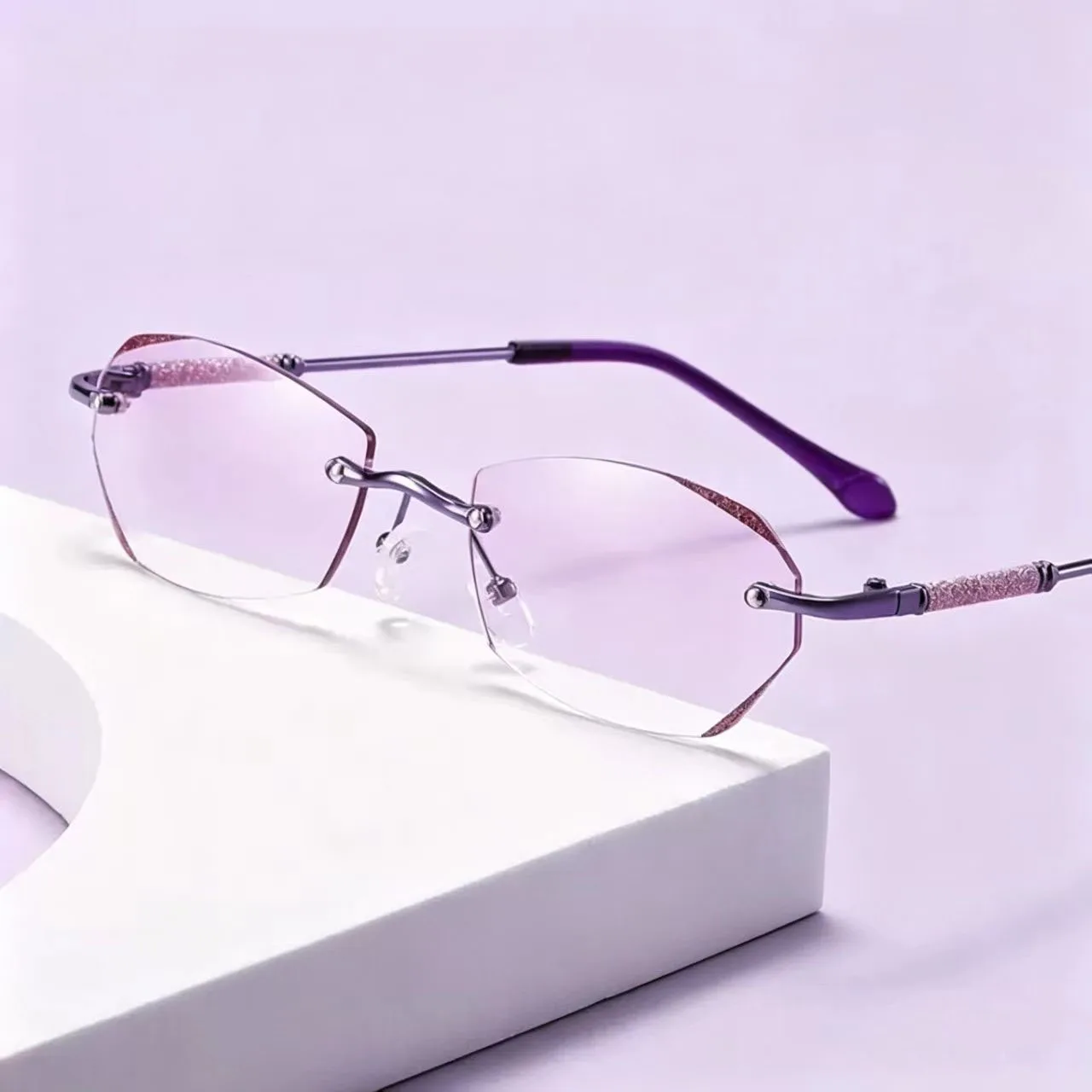 2026New 1PCS Reading Eyeglasses Woman Fashion Versatile Trend Reading Glasses Rimless Bevel Readers Blocking Blue Light Eyewear