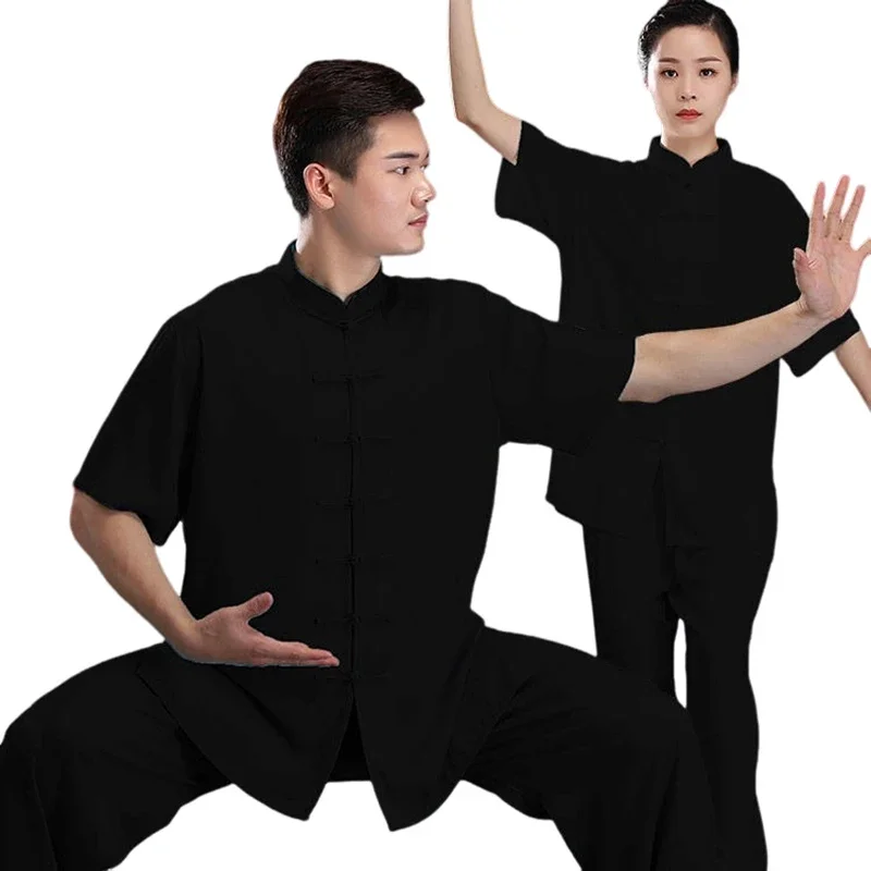 Kun Master Flowing Fabric Kung Fu Uniform Martial Arts Tai Chi Clothing Short Sleeves Unisex Chinese Traditional for Summer