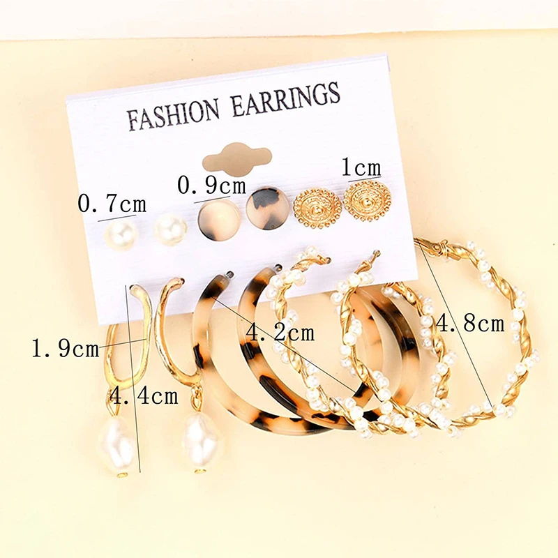 6 pasang anting-anting mutiara antik kreatif Set untuk wanita anak perempuan anting-anting gaya Bohemian elegan aksesoris perhiasan pesta pernikahan