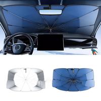 Car Front Windshield Sunshade V-Neck Foldable Umbrella Reflective Sunshade For Vehicles Blocking UV Sunshade Summer Keep Cool