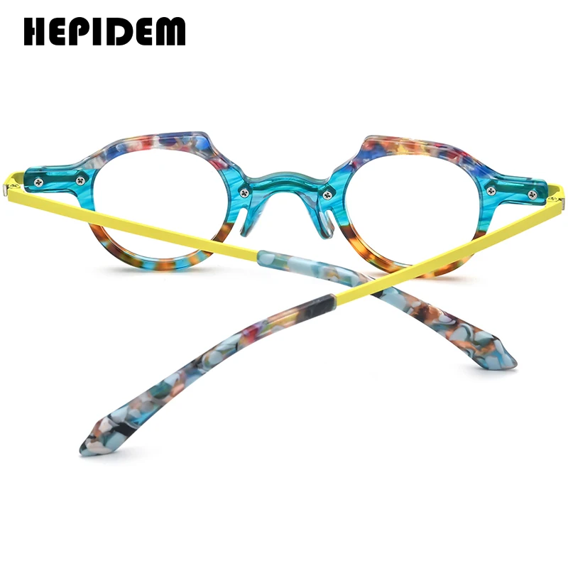 HEPIDEM Myopia Prescription Eyeglasses Anti Blue Progressive Optical Lens Eyewear Men Women Acetate Round Glasses 9341