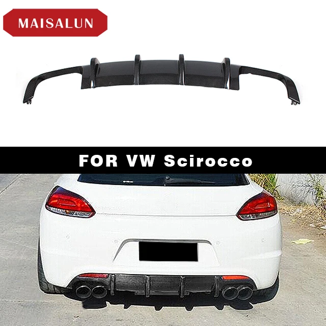 For Volkswagen VW for Scirocco R  2014+ Carbon Fiber Rear Bumper Diffuser