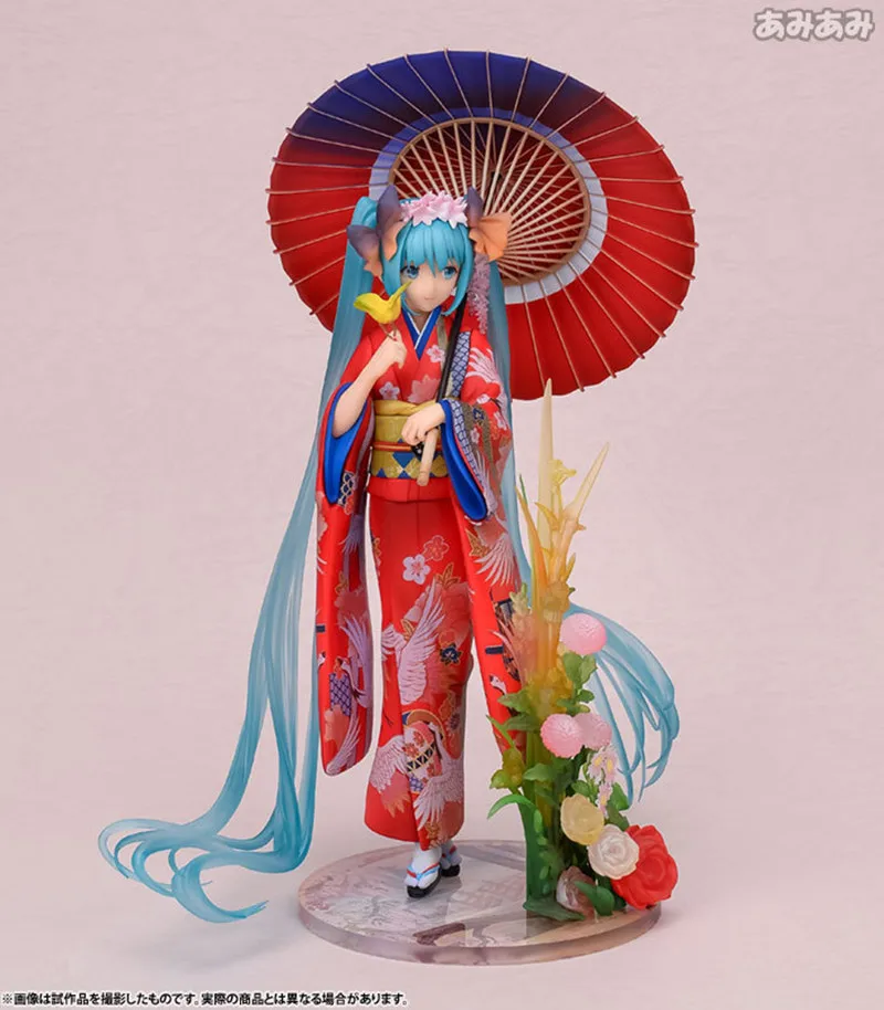 Figura DE ACCIÓN DE Hatsune Miku, Kimono de hada Rosa Kawaii, Fujiwara, ropa colorida, modelo de PVC, decoración escolar, juguetes, regalo