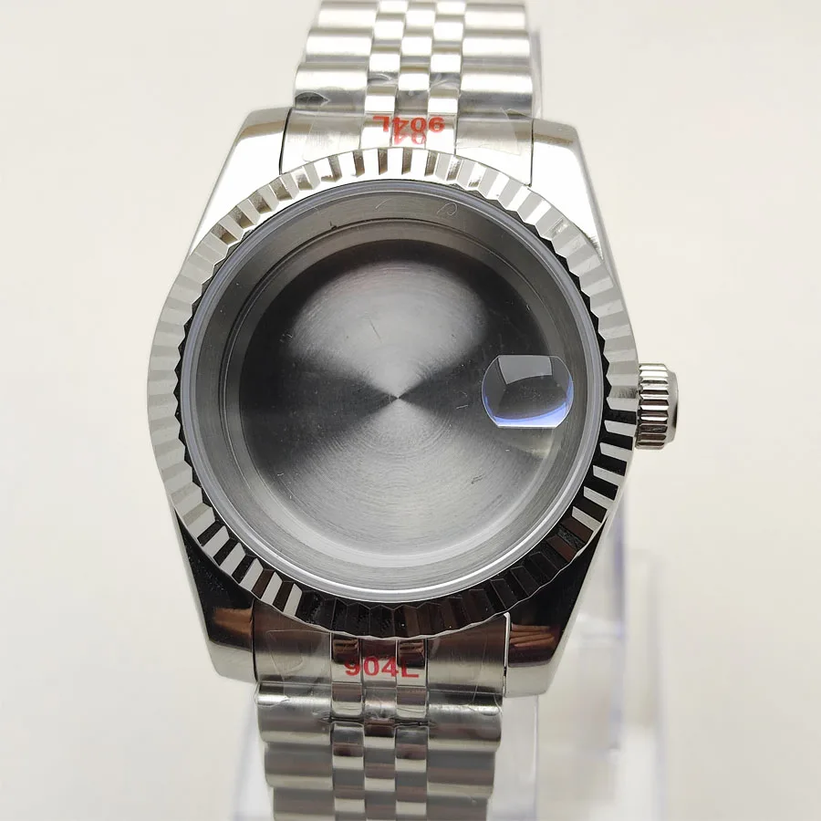 NH35เคส36มม./39มม. เคส Sapphie สแตนเลสสตีลสำหรับ NH35 NH36การเคลื่อนไหวสายนาฬิกาผู้ชาย + อุปกรณ์นาฬิกาข้อมือ