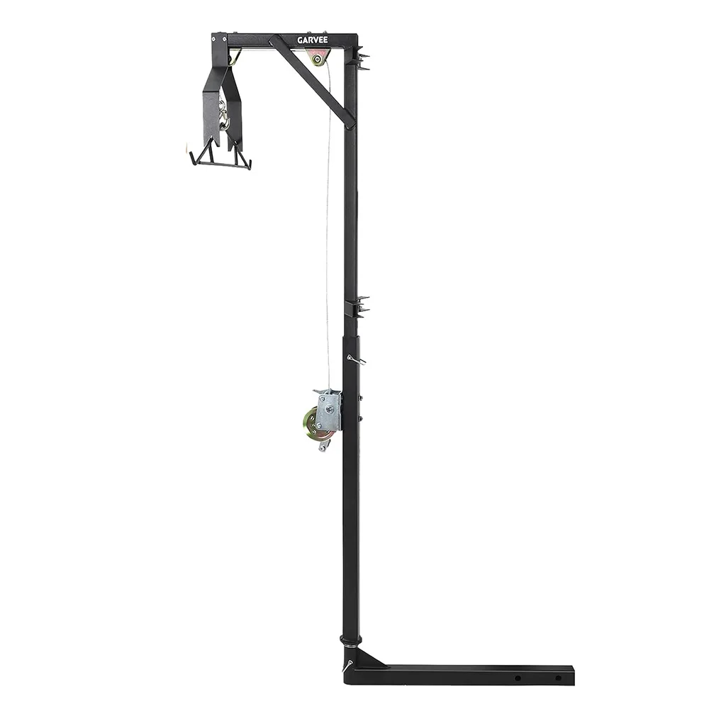 

500LBS Hitch-Mount Deer Hoist with Winch & Gambrel, 360° Swivel Adjustable Height Heavy-Duty Game Hoist for Butchering