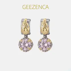 GEEZENCA S925 Silver Two Tone 5A Color Zircon Water Drop Earrings For Women Court Style Chic Luxury Dangle Earring 2023 New Gift