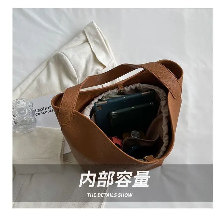 2piece/set Fashion Designer Pu Leather Women's Handbags Good Casual Ladies Tote Female Black Bucket Women Shoulder Crossbody Bag