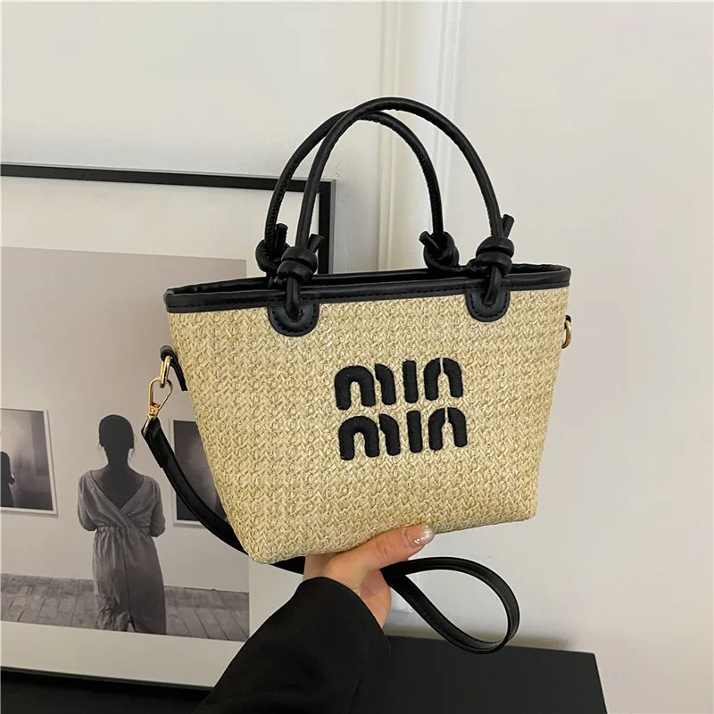 2024 Luxury Bags For Women Straw Crossbody Tote Shoulder Messenger Bag Ladies Small Handbag Y2k Square Mini Beach Hand Purses