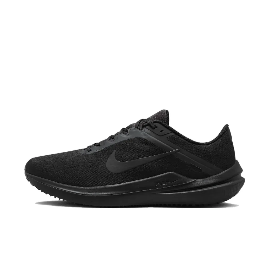 حذاء الجري Nike Black Zoom winflo 10 المريح ذو الرقبة المنخفضة ومقاوم للانزلاق ويمكن ارتداؤه للرجال والنساء