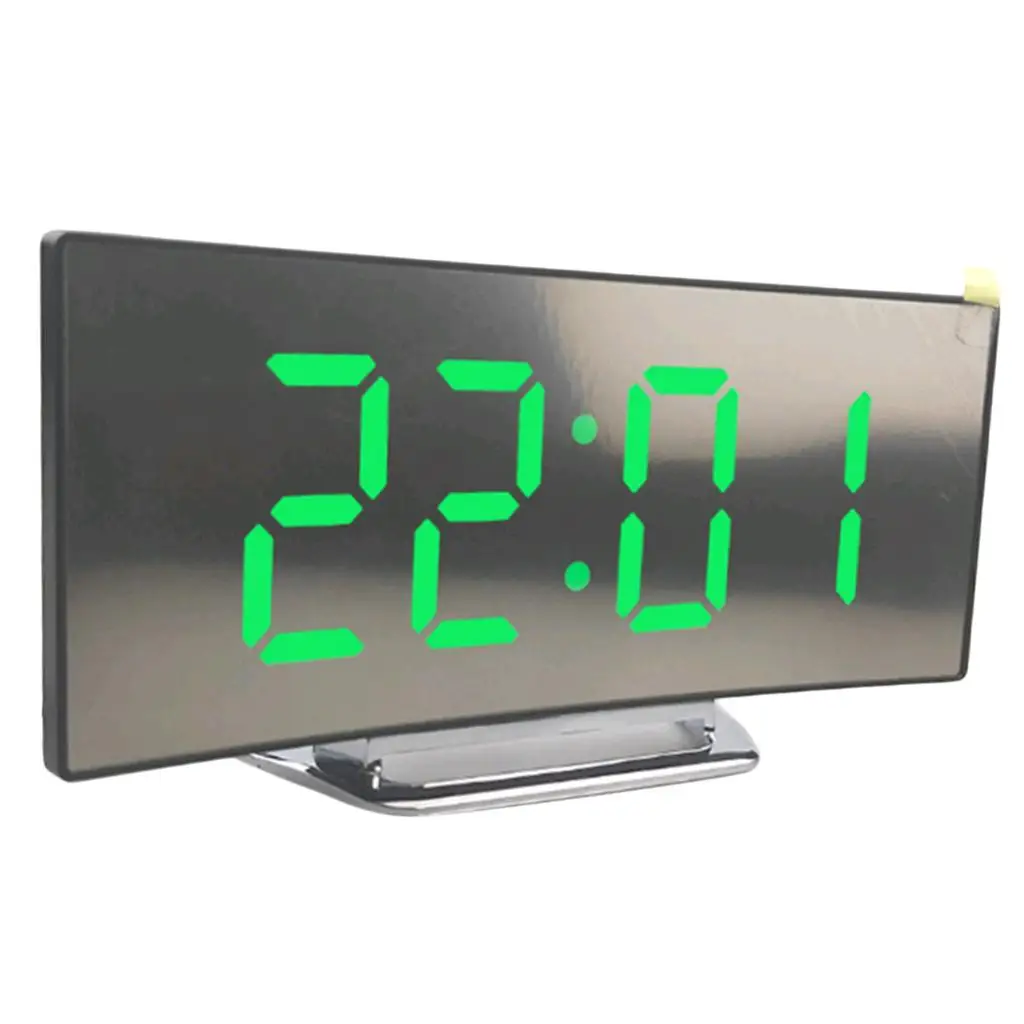 Digital LED Alarm Clock Modern Mirror Surface Table Clock Big Display for Home Office Bedroom USB or Battery Operated