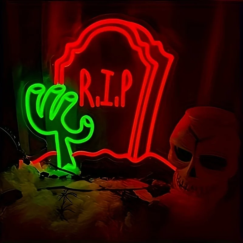 

Хэллоуин Труна RIP Неоновая Вывеска Светодиодный Неоновый Настенный Декор для Человека Пещера Бар Вечеринка Художественный Подарок Кухня Спальня Домашний Подарок для Друзей Семьи