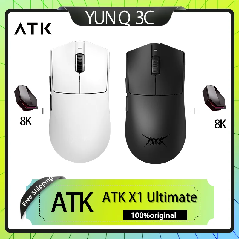 Atk X1 Ultimate Dual-Mode Wireless Mouse 8k Paw3950ultra No Hole Lightweight Ergonomic Gaming E-Sports Office Mouse