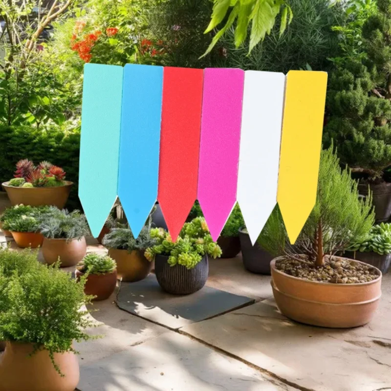 100pcs 5*1cm Garden Plant Label Waterproof Indoor Bonsai Name Tag Plastic Multicolors Reusable Pointed End Horticulture