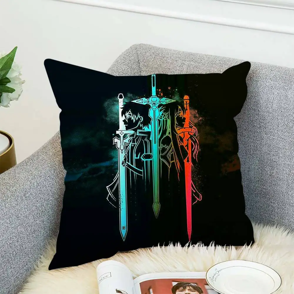 

Anime Sword Art Online Pillow Case Double-Sided Printing Cushion Cover 45x45 Decorative Cushions Sofa Home Decor Soft Pillowcase