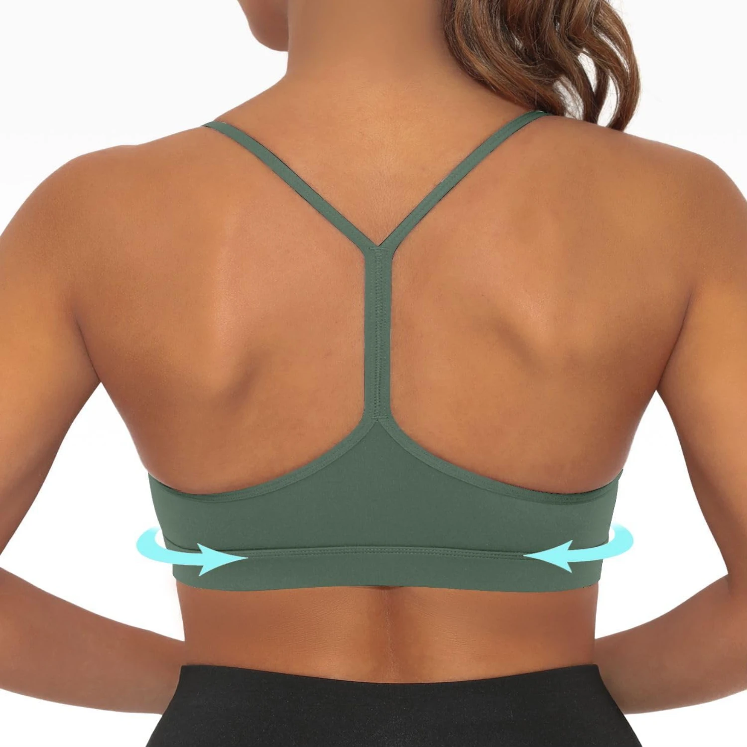 Y Back Sexy Low Racerback Sports Bra for Women with Removable Pads - Spaghetti Straps Yoga Workout Bras