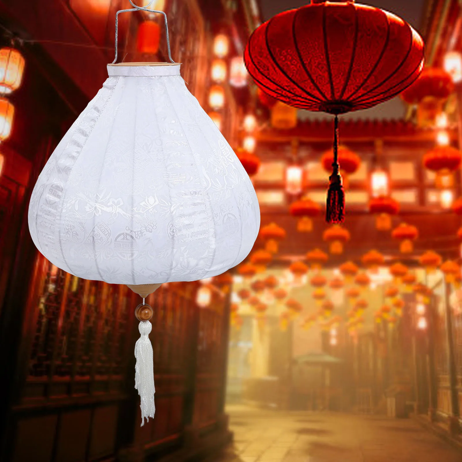 

Tassel Cloth Decorative Iron Wire LED Outdoor Garden Porch Hanging Vintage Celebration Lantern Decor Festival Celebration
