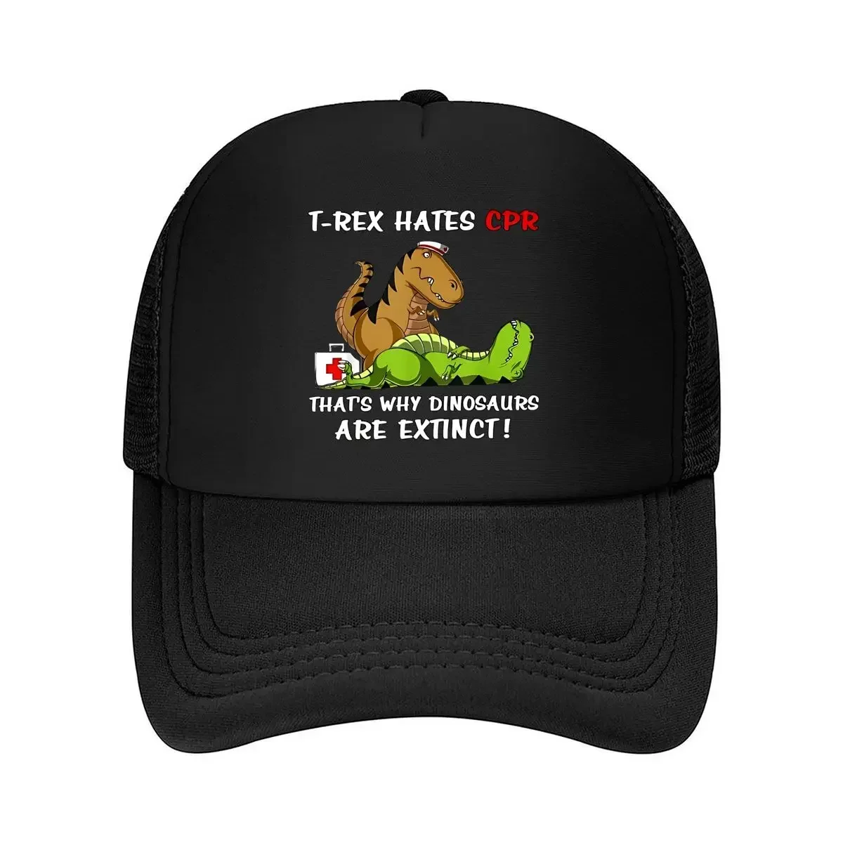 novo-bone-de-beisebol-de-malha-“dino-cpr-humor-extinction-art-design”