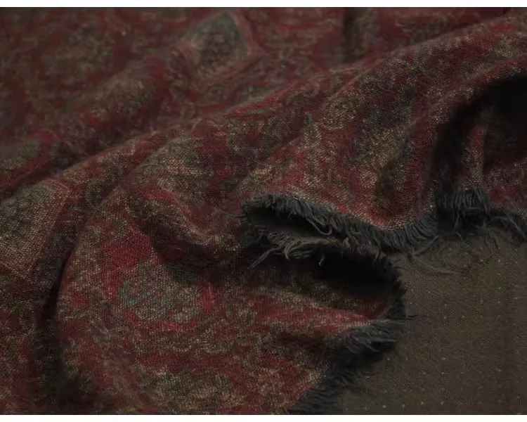 

1yard Retro flower printing tissu Double layer thick linen cotton fabric for clothing Designer cheongsam clothing fabric