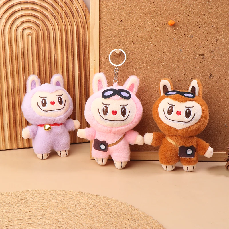 Labubu Plush Toy Keychain Cartoon Little Rabbit Soft Stuffed Doll Pendant Car Key Ring Backpack Bag Decor Kid Gift