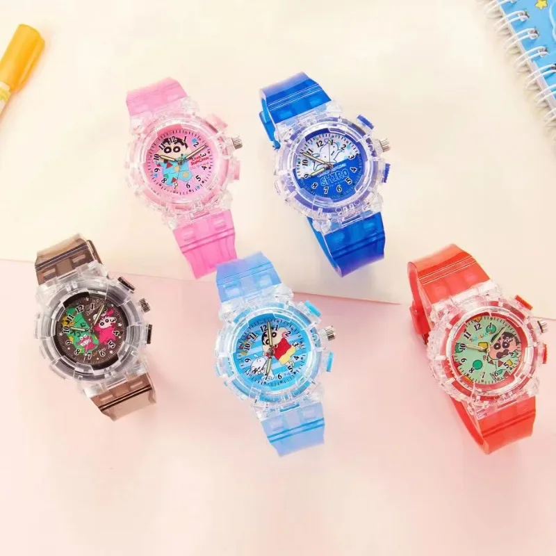 Cartoon Crayon Shin-chan Luminous Electronic Watches Kawaii Wristwatches for Boys Girls Accessories Student Watch Birthday Gifts