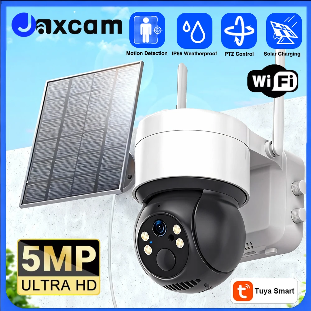 

Умная беспроводная солнечная камера Tuya 5 МП для улицы с Wi-Fi, PIR-датчиком движения человека, перезаряжаемой батареей и HD-разрешением, Wi-Fi камера безопасности с PIR-детектором