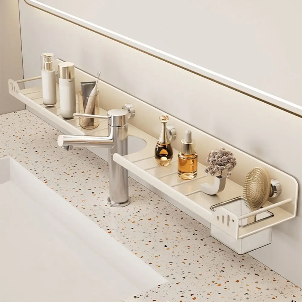 Suction Cup Bathroom Shelves No-Drill Wall Mounted Wall Display Shelf Rustproof Waterproof U-Shaped Storage Rack Vanity Storage