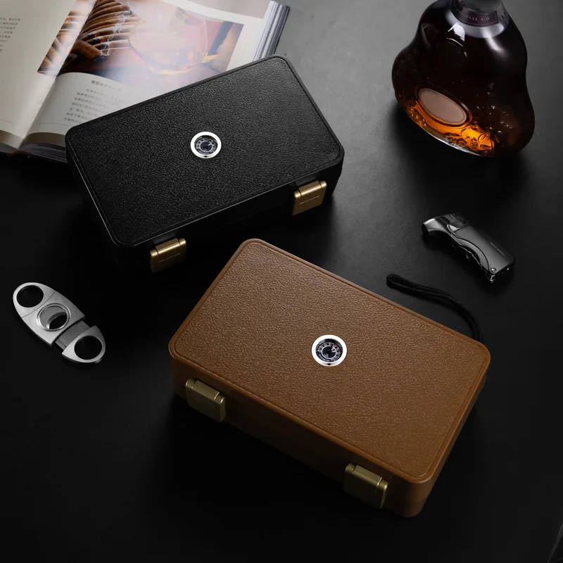 

Protable Simple Cigar Box Moisture Locking and Moisturizing External Hygrometer Built-in Humidifier Cigars Accessories