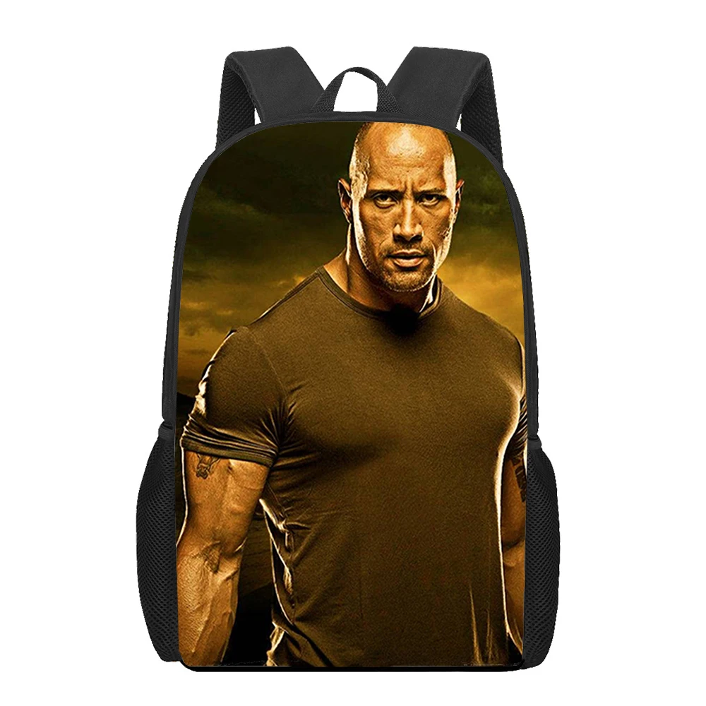 Dwayne Douglas Johnson tas sekolah pola 3D, ransel hadiah anak lelaki perempuan kasual remaja harian