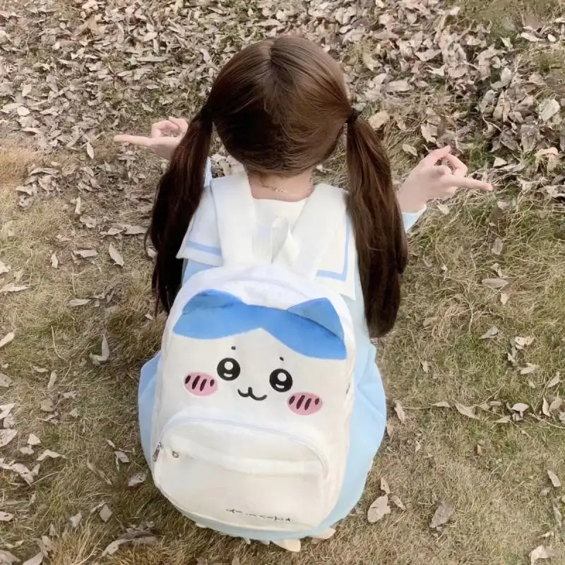 New Travel Bag Cute Velvet Large Capacity Embroidery Schoolbag Student Backpack Portable Hachiware Usagi Chiikawa