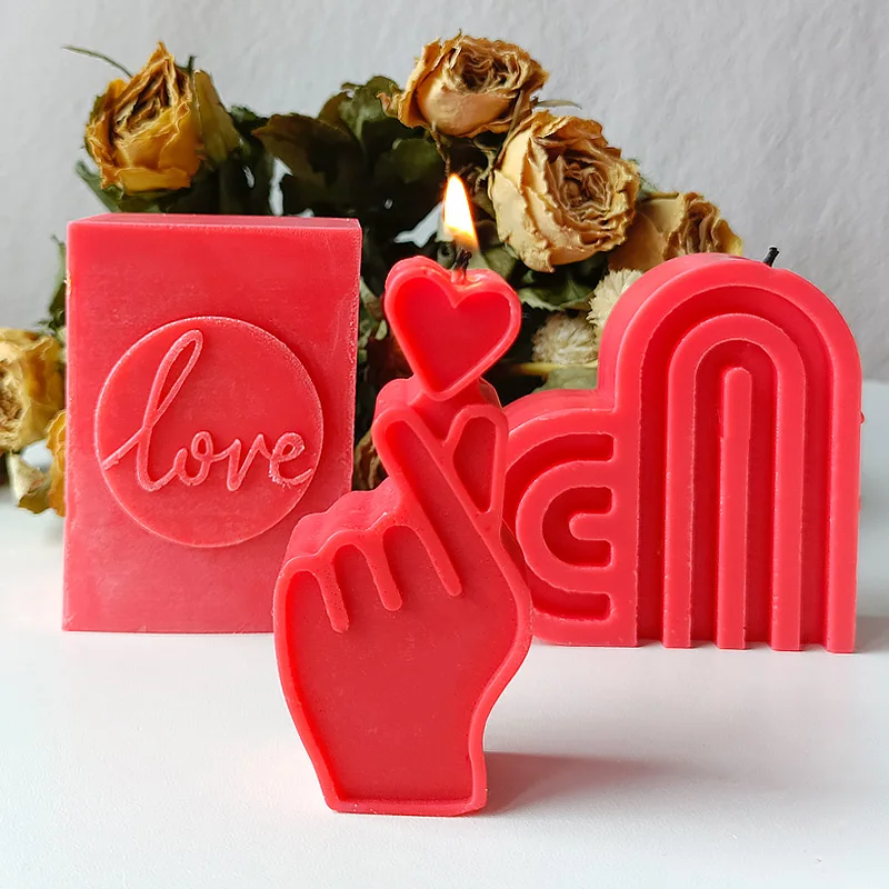 Stampo in silicone con gesto di cuore e dito, candela di San Valentino, stampo per sapone fatto a mano in resina, stampi per biscotti al cioccolato