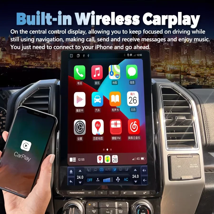 16.8 inch Car Radio Android For Ford F150 F250 Raptor 2015 2016 -2021 CarPlay Multimedia Video Player GPS WIFI Stereo Head Unit