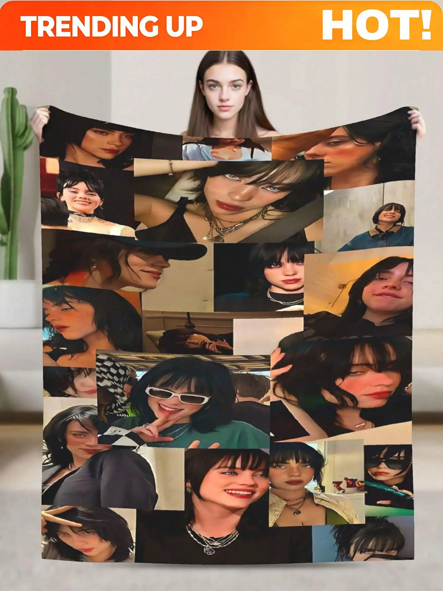 Customize Billie Merch Eilish Blanket Soft Comfortable Warm Fleece Blanket Fan Suitable For Room Car Let Travel Camping Sofa Bed