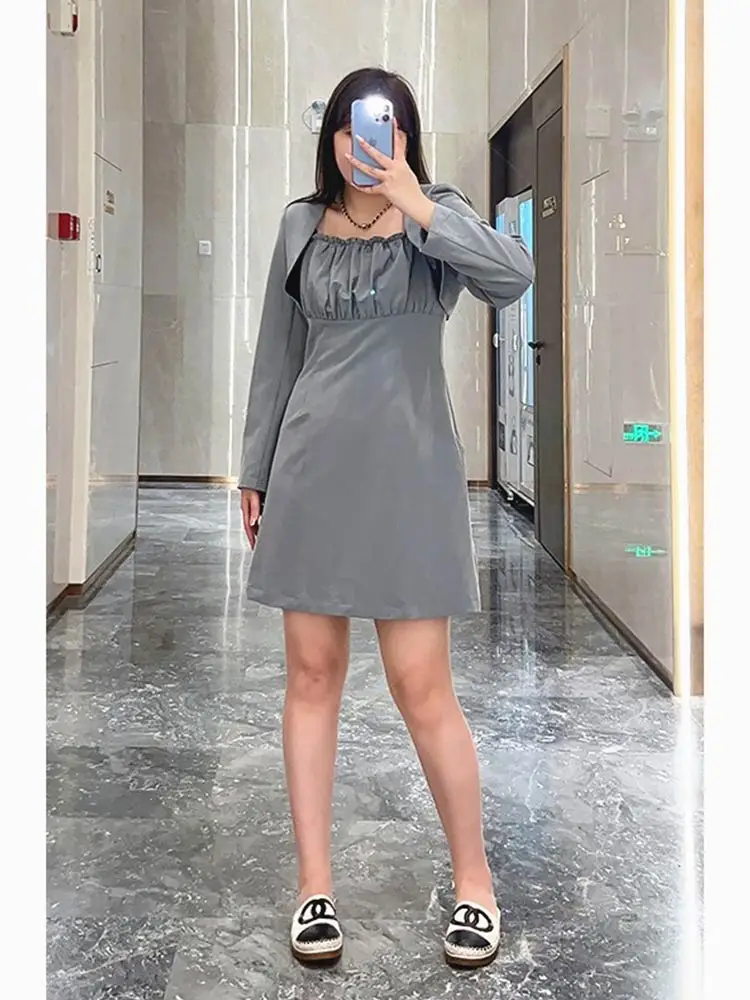 

Женский модный комплект больших размеров: повседневная верхняя одежда и универсальный костюм-двойка для полных женщин, стройнящий весенний наряд