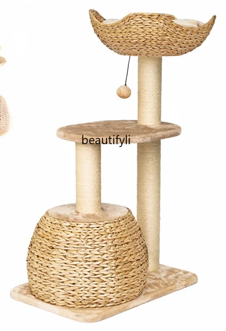 

Natural Papyrus Woven Cat Climbing Frame Cat Nest Integrated Sisal Cat Climbing Jumping Platform