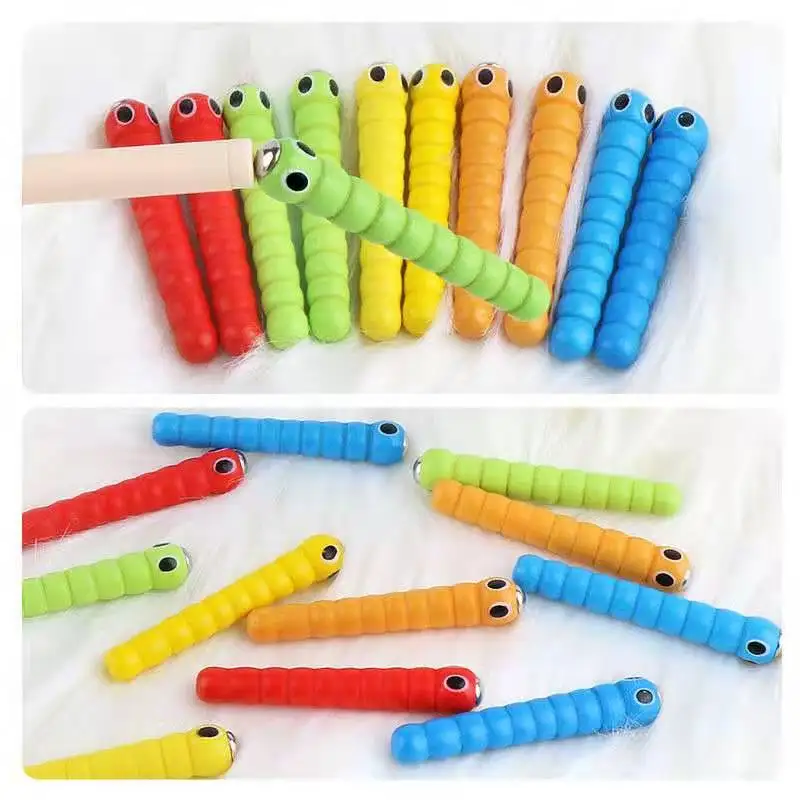 Wand Worms for Catch Worm Game Strawberry Grasping Baby Wooden Toys Montessori Educational Wooden Toys Accessories