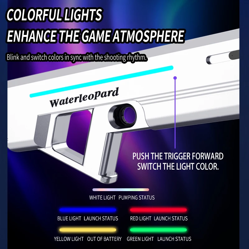 Pistolet à eau électrique puissant et automatique, jouet avec LED, étanche, Spayer Blaster, tir de plage, jouet d'extérieur pour enfants garçons