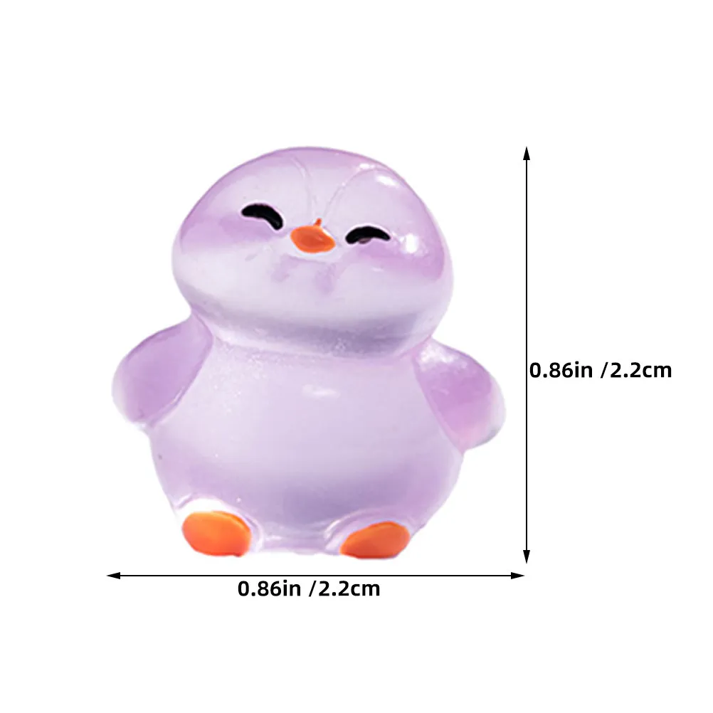 18Pcs Glow in The Dark Resin Penguins Mini Ocean Animals for Garden Desktop Bedroom Decoration Penguin Miniature Penguins