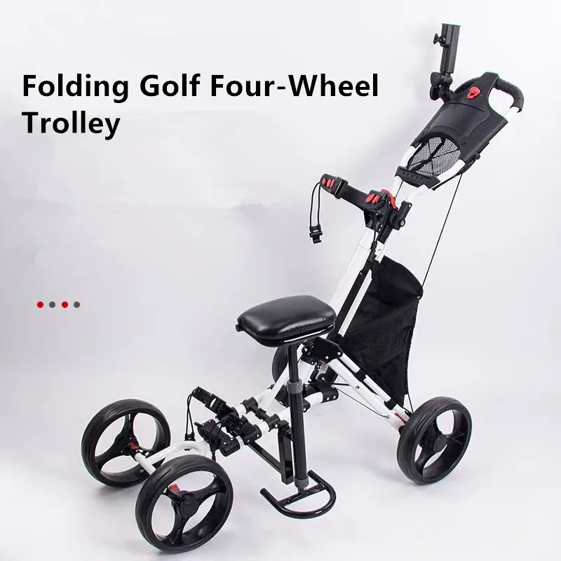 Wholesale Top Quality Foldable Hand Push 4 Wheels with Seat Golf Bag Cart