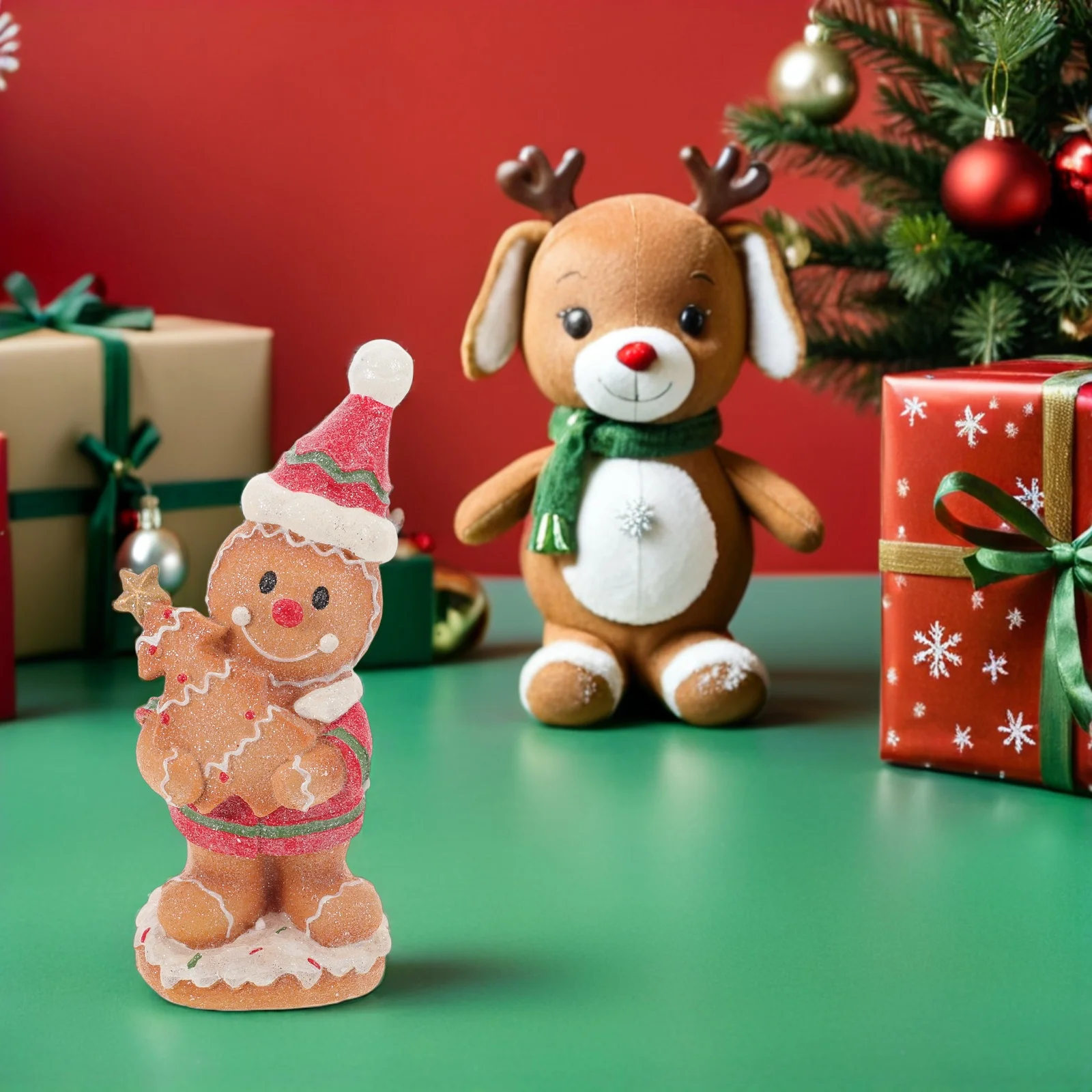 

Resin Christmas Gingerbread Man Ornament Tabletop Decoration Winter Holiday Party Decor Gingerbread Man Figure