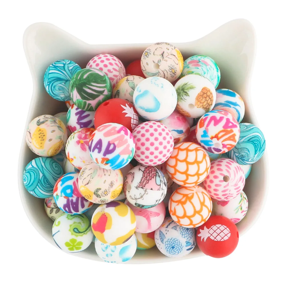 Leopard Print Round Beads 15MM 5Pcs/SET Beads For Jewelry Making DIY Keychain Necklace Jewelry Accessories