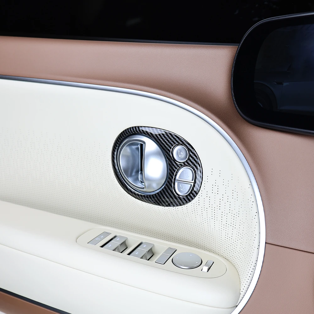 لشركة هيونداي أيونيك 9 ألياف الكربون الباب الداخلي السلطانية مقبض غطاء إطاري LHD الملحقات الداخلية #3