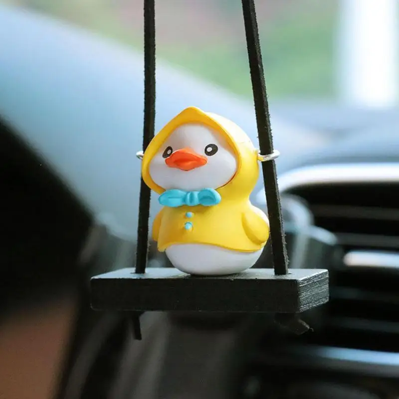 Cool Swing Duck Car Pendant Rearview Mirror Hanging Ornament Lightweight Pendant Funny Raincoat Swinging Duck Car Pendant