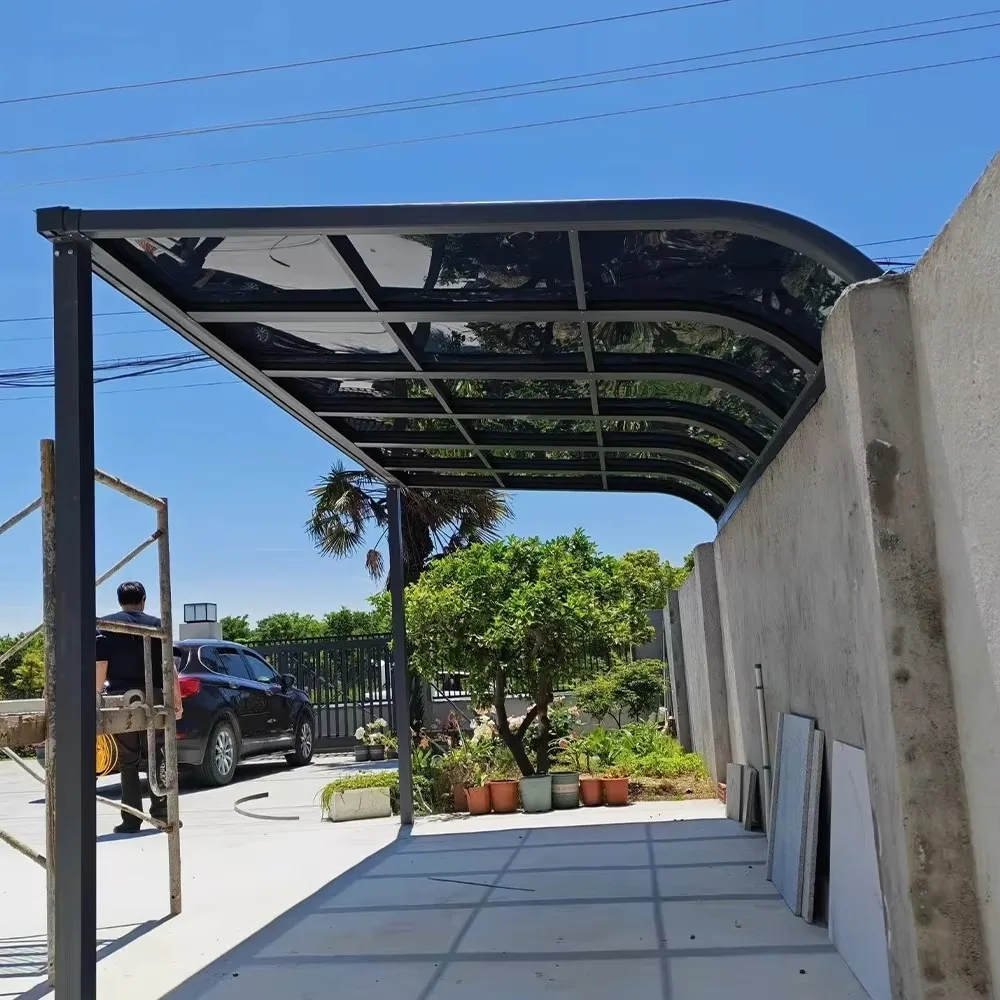 Custom Double‑Layer Aluminum Carport Shelter, Fixed Polycarbonate Roof, Modern Prefabricated Outdoor Car Parking Canopy